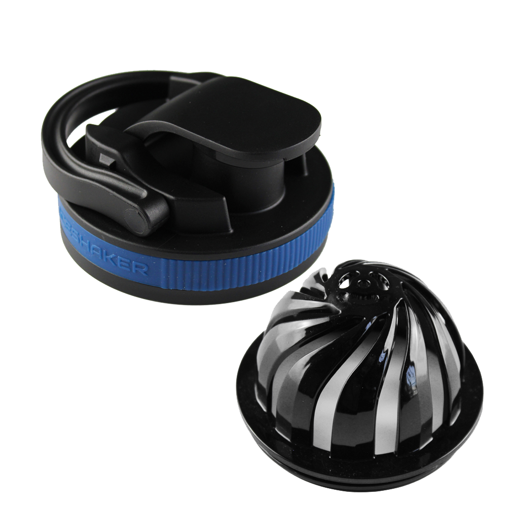 26oz Shaker Lid + Agitator Combo - Black Lid with Navy Band