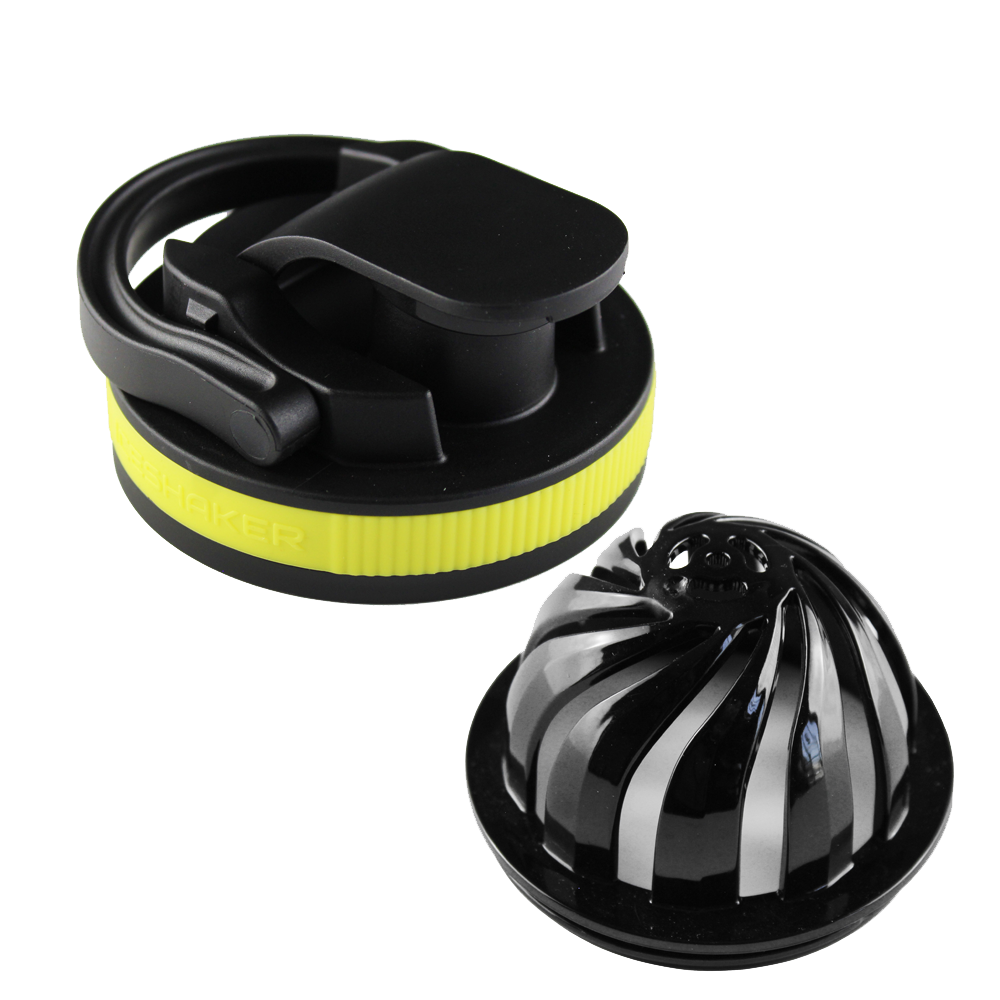 26oz Shaker Lid + Agitator Combo - Black Lid with Yellow Band