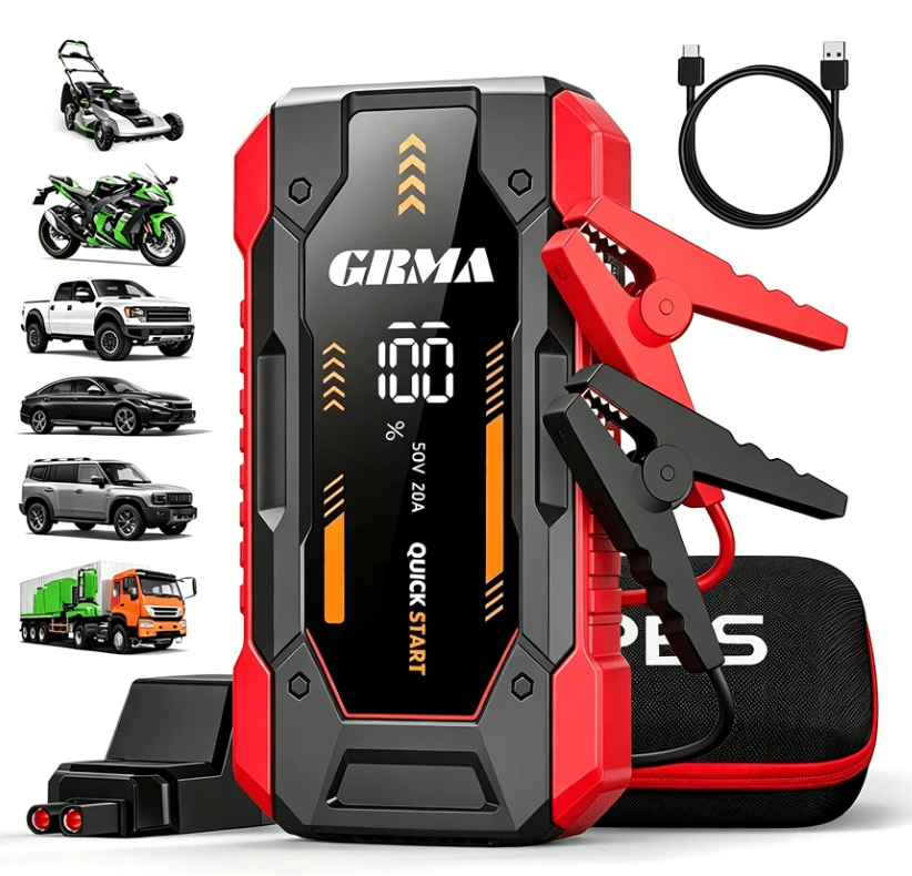 Portable Car Jump Starter with LED Emergency Light