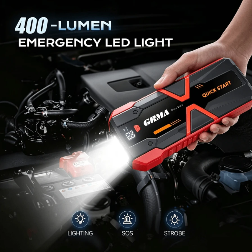 Portable Car Jump Starter with LED Emergency Light