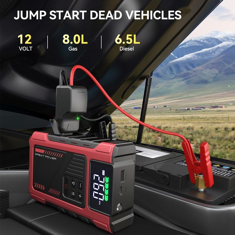 Portable Car Jump Starter with LED Emergency Light
