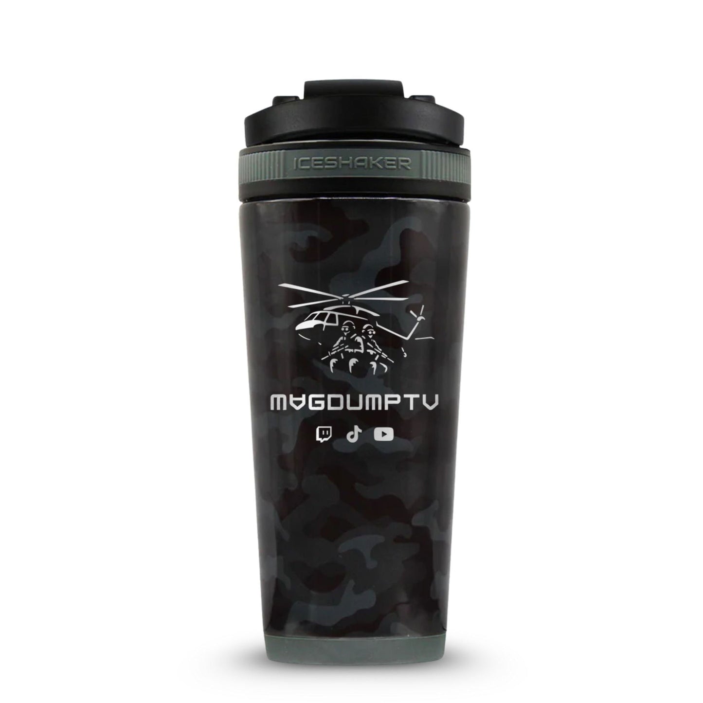 Custom MagDump TV Helicopter 26oz Ice Shaker - Black Camo