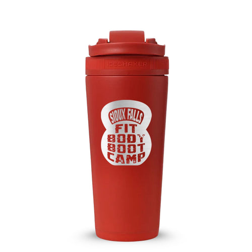 CUSTOM Sioux Falls Fit Body Boot Camp Kettlebell 26oz Ice Shaker - Red Color Rush