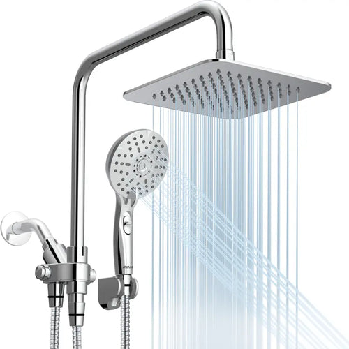🚿 8 Inch Dual Rainfall Shower Head with 5 Spray Handheld