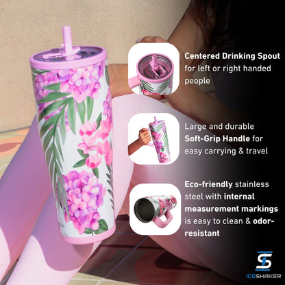 32oz Legend Series Shaker Bottle - Pink Hydrangea