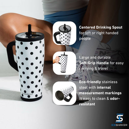 40oz Legend Series Shaker Bottle - Polka Dot