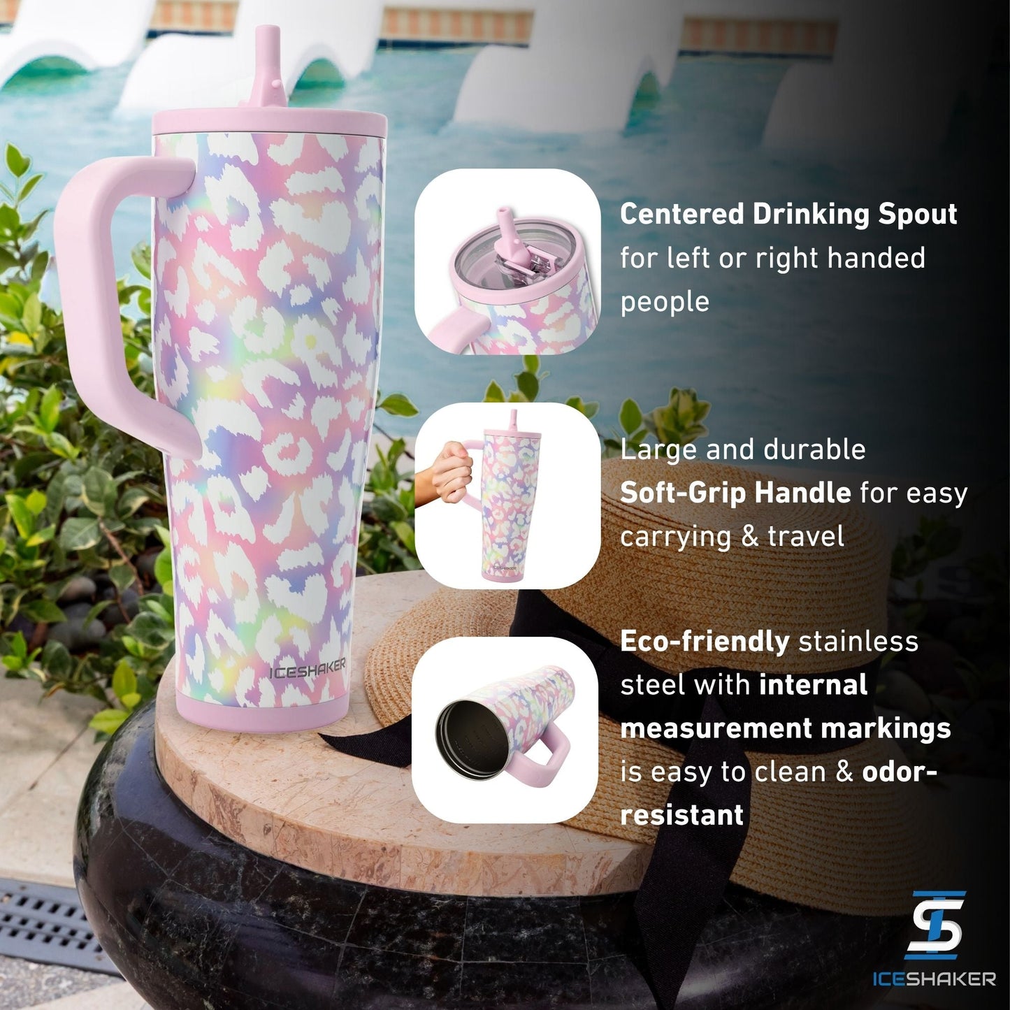 40oz Legend Series Shaker Bottle - Unicorn Leopard