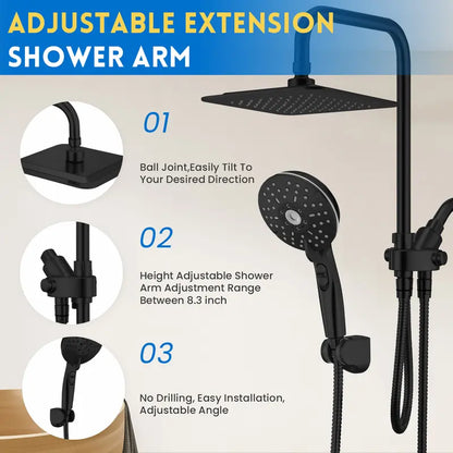 🚿 8 Inch Dual Rainfall Shower Head with 5 Spray Handheld
