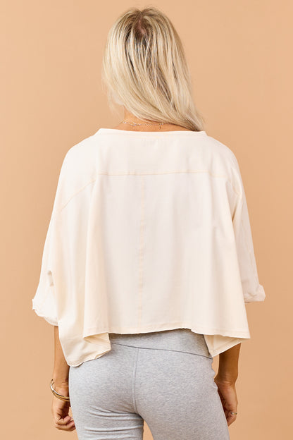 Champagne Cropped Crew Neck Short Sleeve Top