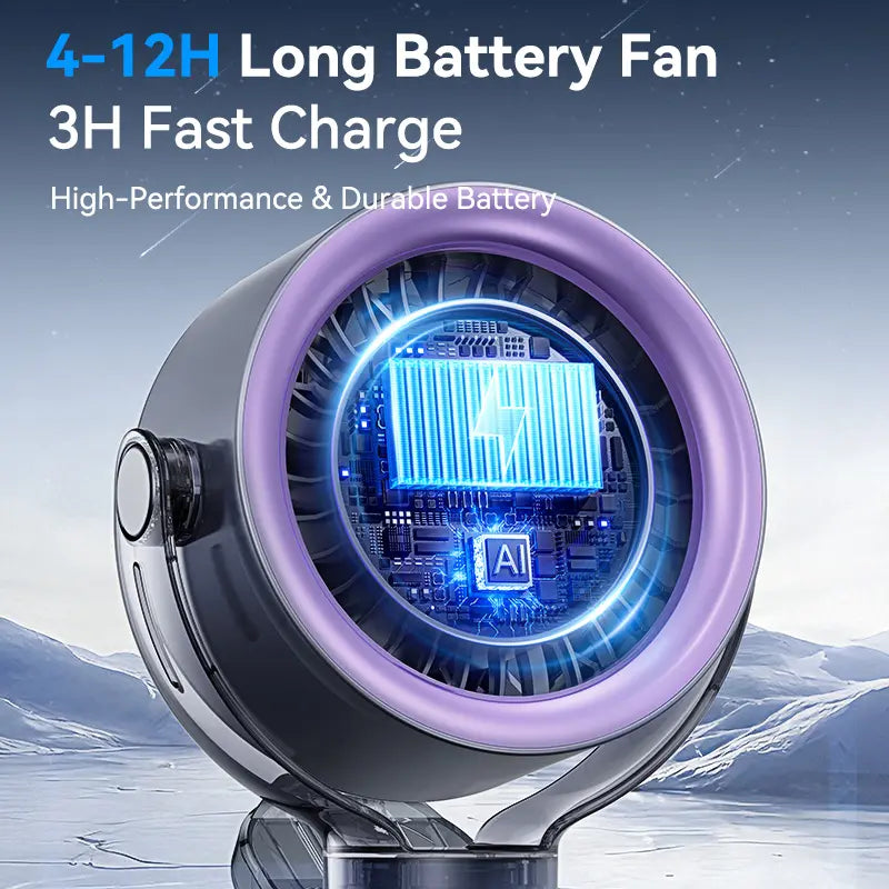 Turbo Desk Fan: 100 Speeds, Quiet & Rechargeable