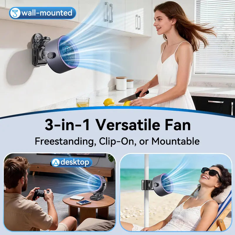 Turbo Desk Fan: 100 Speeds, Quiet & Rechargeable