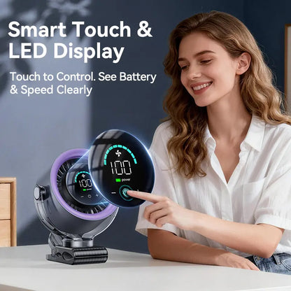 Turbo Desk Fan: 100 Speeds, Quiet & Rechargeable