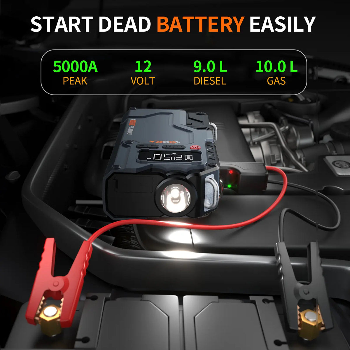 Portable Car Jump Starter with Air Compressor 16800mAh