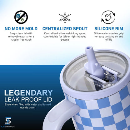 40oz Legend Series Shaker Bottle - Blue Checkers