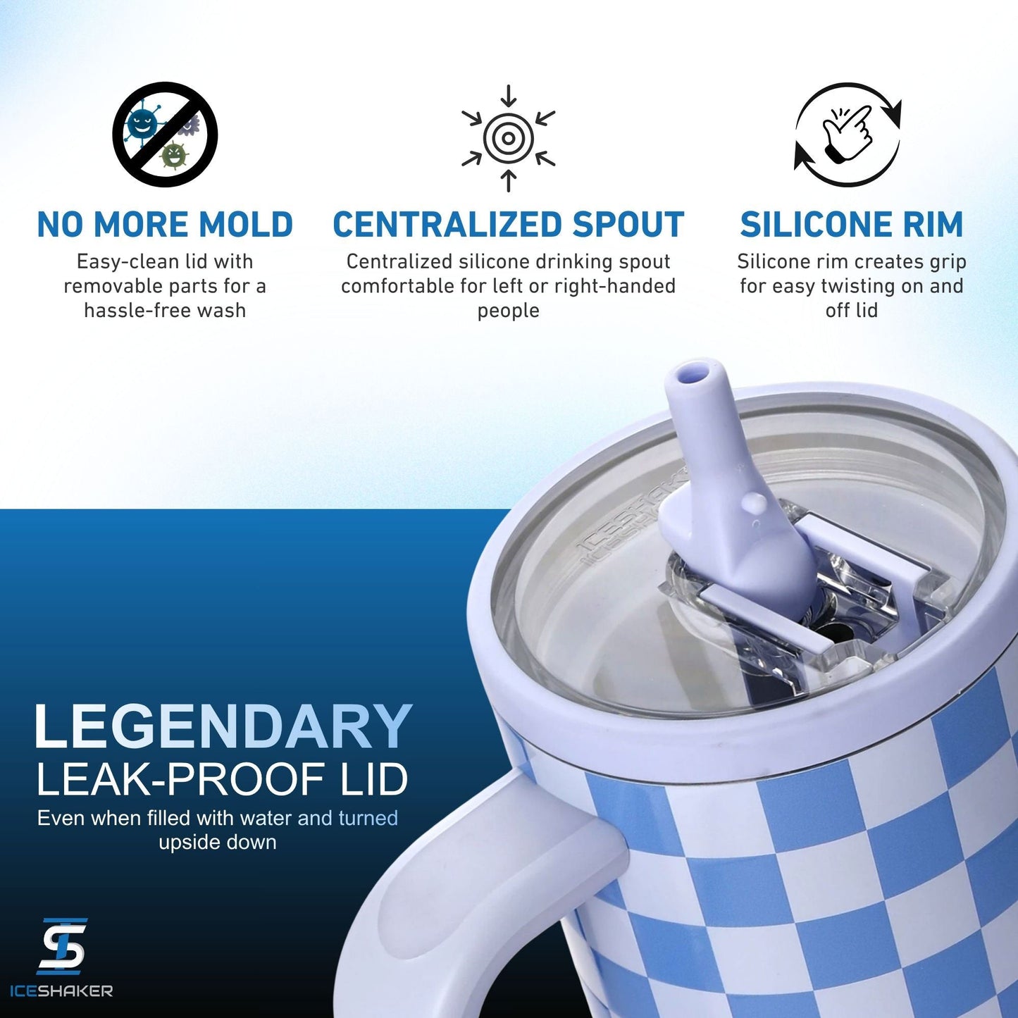 32oz Legend Series Shaker Bottle - Blue Checkers