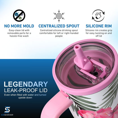 40oz Legend Series Shaker Bottle - Pink Hydrangea