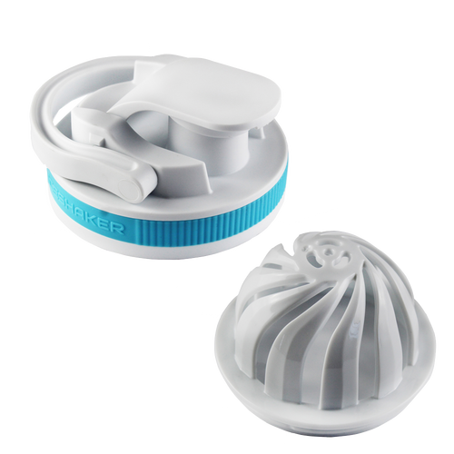 26oz Shaker Lid + Agitator Combo - White Lid with Caribbean Blue Band