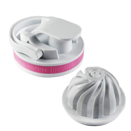 26oz Shaker Lid + Agitator Combo - White Lid with Pink Band