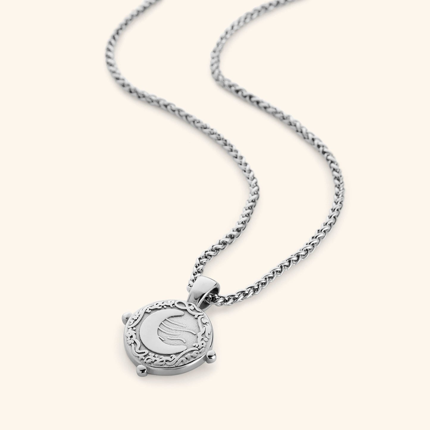 “What you seek is seeking you” Crescent Necklace