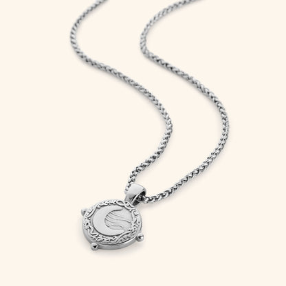 “What you seek is seeking you” Crescent Necklace