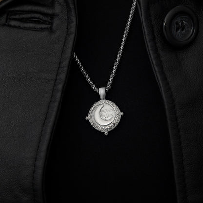 “What you seek is seeking you” Crescent Necklace