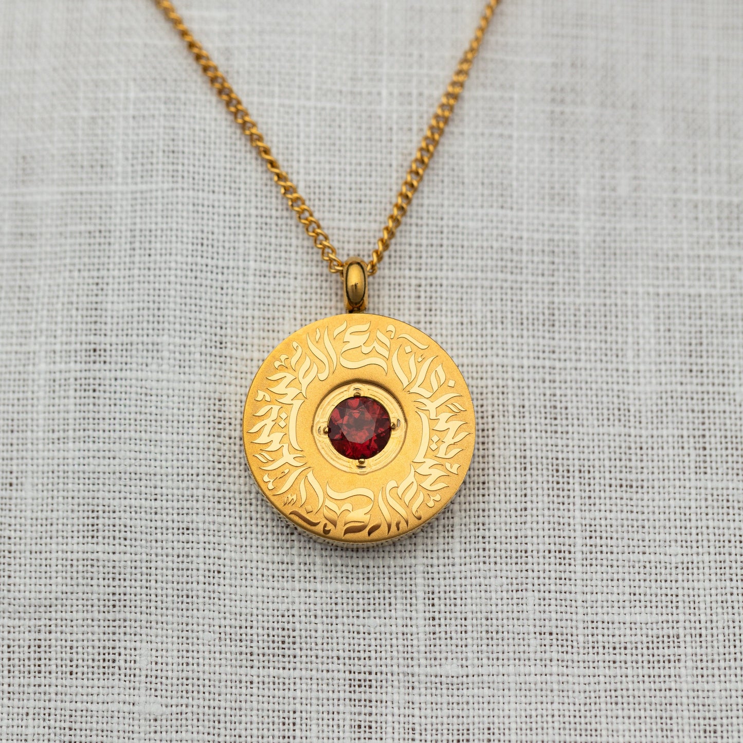 "With Hardship Comes Ease" Medallion | Red Agate Stone