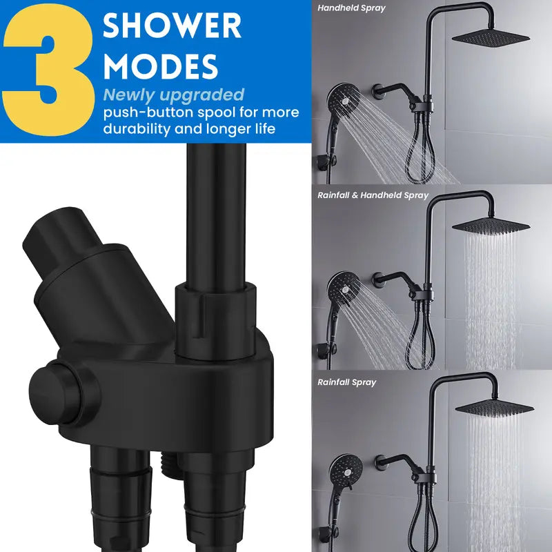 🚿 8 Inch Dual Rainfall Shower Head with 5 Spray Handheld
