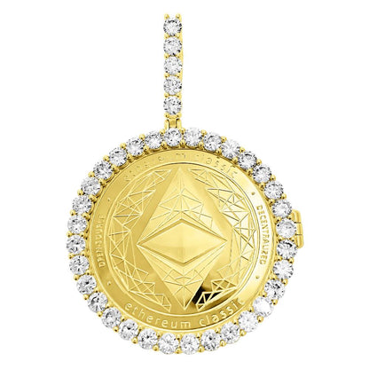 Ethereum Classic Coin Iced Out Frame Pendant