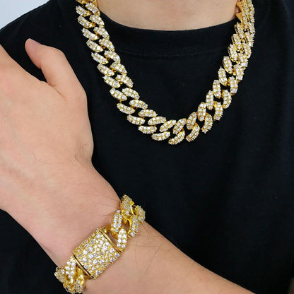 Ice Medley Cuban Bling Bling Chain 20MM  White / Yellow Gold