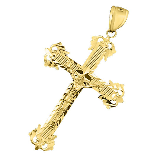 Jesus Crucifix Heart Cross DC 10K Yellow Gold Pendant