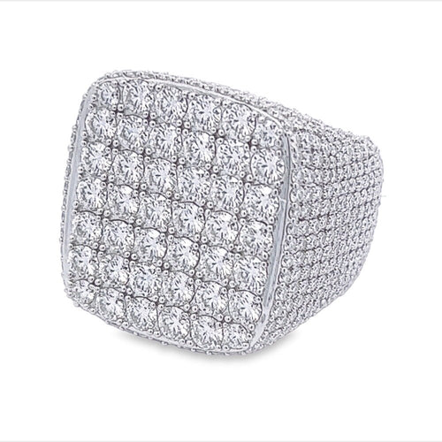 Large Cushion Iced Out VVS Moissanite Ring .925 Sterling Silver