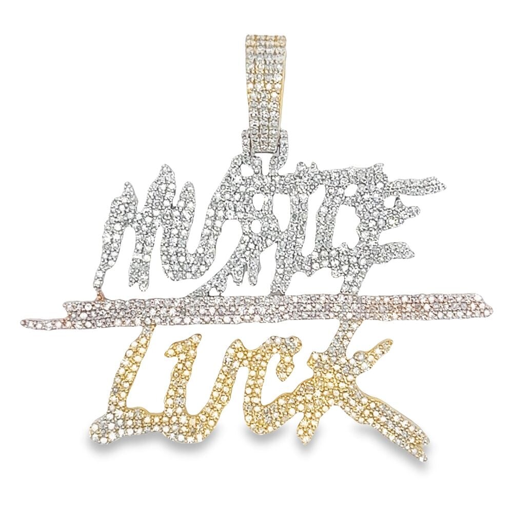 Large Hustle Luck Diamond Pendant 3.50cttw 10K Gold 3 Tone