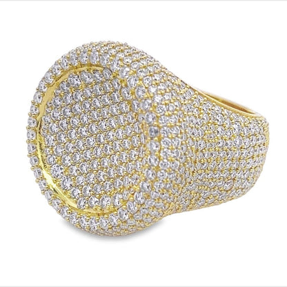 Large Round Pave Iced Out VVS Moissanite Ring .925 Sterling Silver